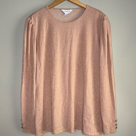 Liz Claiborne Puff Long Sleeve Metallic Blouse - Picture 1 of 9